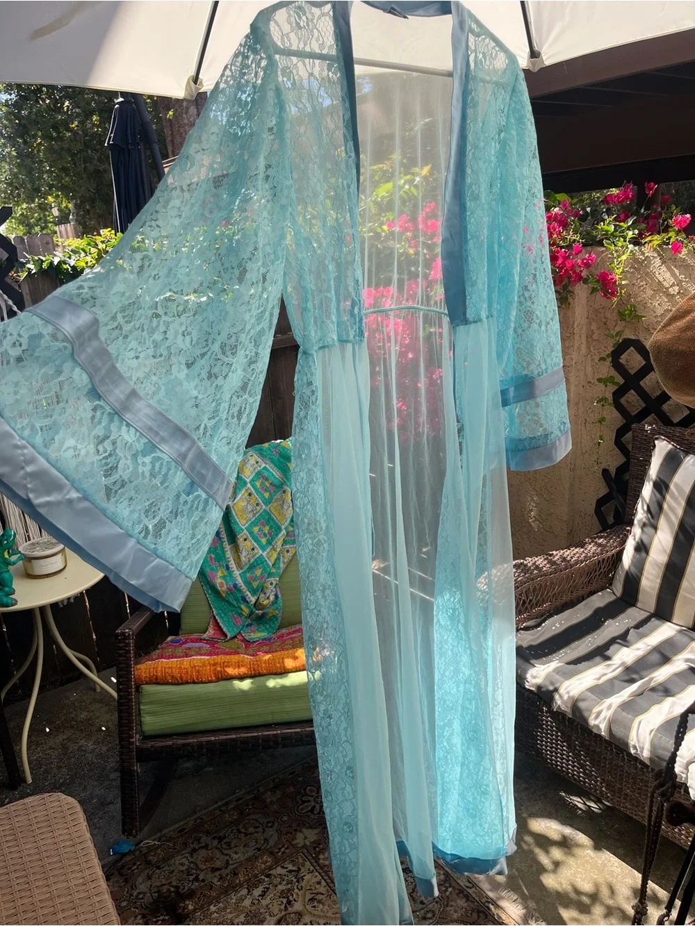 Bernette Vintage Sheer Lace Long Robe